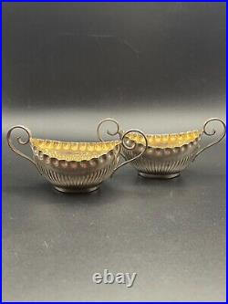 Sterling Silver Salt Cellars, Antique Victorian Birmingham 1902