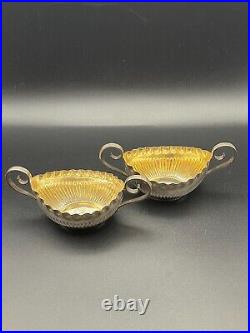 Sterling Silver Salt Cellars, Antique Victorian Birmingham 1902