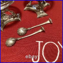 Sterling Silver Salts & Spoons With Crystal Inserts Schott Frankfurt, G