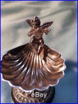 Sterling silver. 925 salt cellars, musical Angels design, with spoons