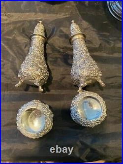 Stieff Rose Sterling Set Of Salt Cellars And Pepper Shakers From Collection