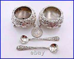 Stieff Sterling Silver 925 Rose 1892 Individual Footed Open Salt Bowl Spoons Set