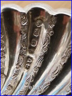 Stunning Pair Sterling Silver Shell Salt Cellar George Unite 1873 Dolphin Feet