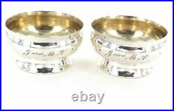 Stunning Tiffany & Co Sterling Silver Footed Guilded Gold Salt Cellars M4410