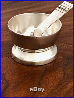 Sublime Spratling Taxco Mexican Sterling Silver Salt Cellar & Spoon No Mono
