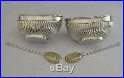 Superb Cased Victorian Sterling Silver Salts Cellars And Spoons 1896 Antique