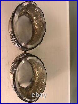 Superb Pair of 19thC French Solid Silver Salt Cellars w. Original Crystal Liners