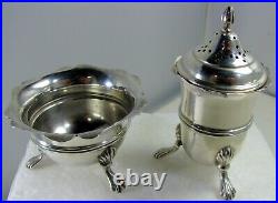 Superb Set R F Mosley & Co Sterling Silver Footed Open Salt & Pepper Shaker