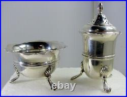 Superb Set R F Mosley & Co Sterling Silver Footed Open Salt & Pepper Shaker