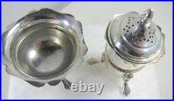 Superb Set R F Mosley & Co Sterling Silver Footed Open Salt & Pepper Shaker