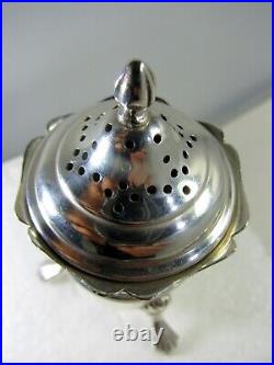 Superb Set R F Mosley & Co Sterling Silver Footed Open Salt & Pepper Shaker