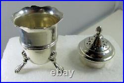 Superb Set R F Mosley & Co Sterling Silver Footed Open Salt & Pepper Shaker