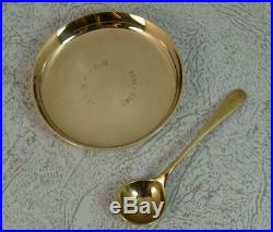 Superb Solid 9 Carat Gold Salt Cellar Dish and Spoon