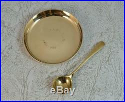 Superb Solid 9 Carat Gold Salt Cellar Dish and Spoon