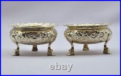 TIFFANY & Co Antique Original Sterling Silver Repousse Bowls Salt Cellars PAIR