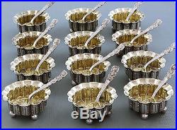 TIFFANY Sterling Set of 12 OPEN SALTS WITH Matching SPOONS