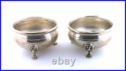 TWO 2 3/5 x 1 1/2 INCH VINTAGE PURE SOLID STERLING SILVER SALT CELLARS AS90