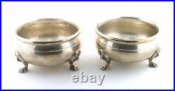 TWO 2 3/5 x 1 1/2 INCH VINTAGE PURE SOLID STERLING SILVER SALT CELLARS AS90