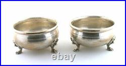 TWO 2 3/5 x 1 1/2 INCH VINTAGE PURE SOLID STERLING SILVER SALT CELLARS AS90