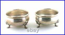 TWO 2 3/5 x 1 1/2 INCH VINTAGE PURE SOLID STERLING SILVER SALT CELLARS AS90