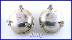 TWO 2 3/5 x 1 1/2 INCH VINTAGE PURE SOLID STERLING SILVER SALT CELLARS AS90