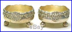 Tiffany 3246 6259 Sterling Silver Pair Shell & Thread SALT CELLARS Ball feet