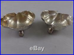 Tiffany Aesthetic Hammered Shell Shaped Sterling Salt Cellers Japanese 1880's
