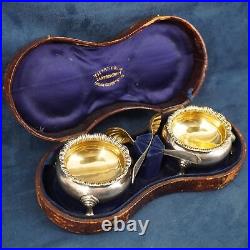 Tiffany& Co G@W c1890 Silver Salt Cellars w Spoon in Custom Box Free Ship USA