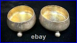 Tiffany & Co. Makers Antique Sterling Silver Pair Of Ball Footed Salt Cellars