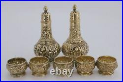 Tiffany & Co. Repousse Sterling Silver Salt Cellars 1873-1891 & Silver Shakers