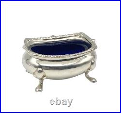 Tiffany & Co. Sterling Silver England Salt Cellar WithCobalt Blue Glass Insert