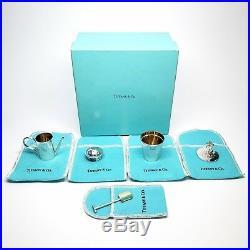 Tiffany & Co Sterling Silver Garden Salt Cellar & Pepper Shaker Set withT&Co Box