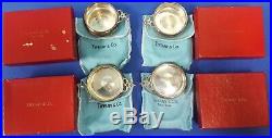 Tiffany & Co. Sterling Silver Set of 4 Porringer Salt Cellars w Pouch & Red Box