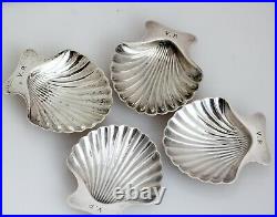 Tiffany & Co Sterling Silver Shell Open Salt Cellars Dishes 4 Pieces 146grams