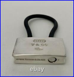 Tiffany Metal Padlock Keychain New In Box + Felt Pouch