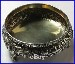 Tiffany Repousse Sterling Silver Large Size Open Salt cellar 19th Century