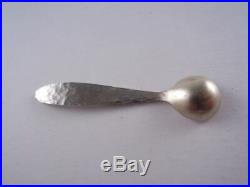 Tiffany Sterling Hammered Aesthetic Salt & Spoon Set Oak Leaf Engraved Look