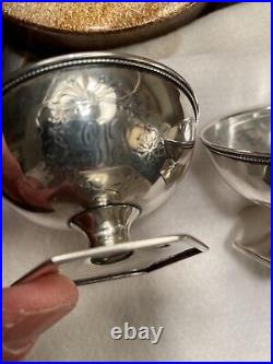 Two (2) Sterling Silver Salts on Pedestal withMonogram in Wreath