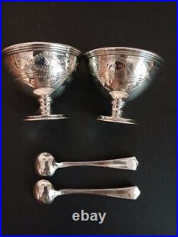 Two (2x) Tiffany & Co. Winthrop pattern Master Salt Cellars with Spoons