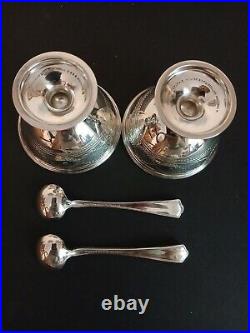 Two (2x) Tiffany & Co. Winthrop pattern Master Salt Cellars with Spoons