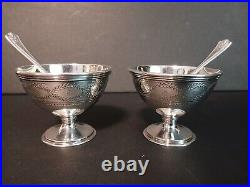 Two (2x) Tiffany & Co. Winthrop pattern Master Salt Cellars with Spoons