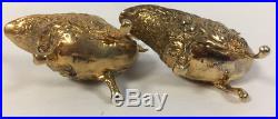 Two Antique Cartier Sterling Silver and Gold Plated Art Nouveau Salt Cellars