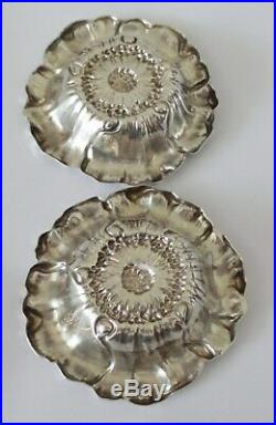 Two Rare Antique Pair Of Gorham Sterling Poppy Salt Cellars Or Nut Dishes 866