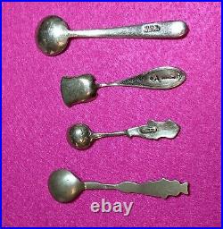 Unique Sterling Silver Salt Cellar Spoons Vintage/Antique style lot of 18