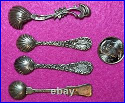 Unique Sterling Silver Salt Cellar Spoons Vintage/Antique style lot of 18