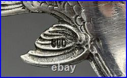 Unusual Cast 800 Silver Figural Fish Form Open Salt Cellar