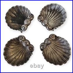 VICTORIAN Sterling Silver Clam Shell Salt Cellar Set of 4 Hilliard and Thomason