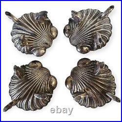 VICTORIAN Sterling Silver Clam Shell Salt Cellar Set of 4 Hilliard and Thomason