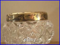 VINTAGE RUSSIAN GOLD-PLATED SILVER CRYSTAL GLASS SALT CELLAR w SPOON 875