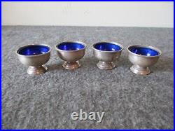 VINTAGE STERLING SILVER SALT CELLAR by FTG withCOBALT BLUE GLASS INSERT #1807-140g